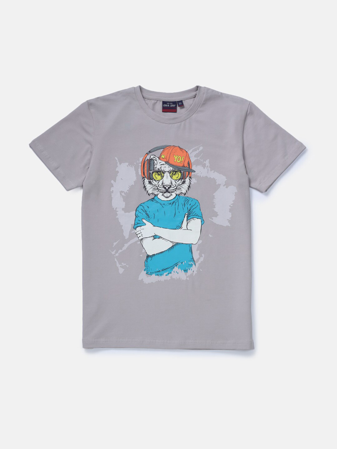 

Gini and Jony Boys Graphic Printed Cotton T-shirt, Grey