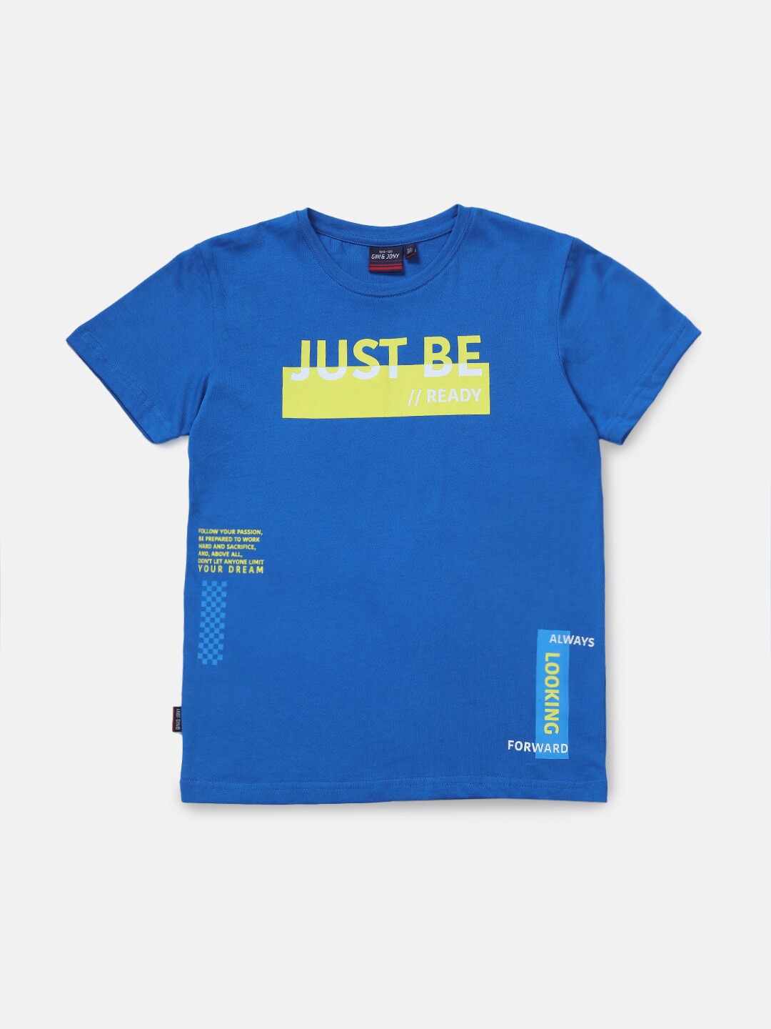 

Gini and Jony Boys Typography Printed Cotton T-Shirt, Blue