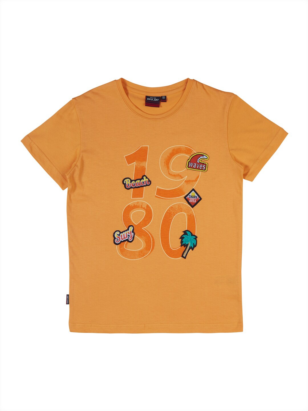 

Gini and Jony Boys Typography Printed Cotton T-Shirt, Orange