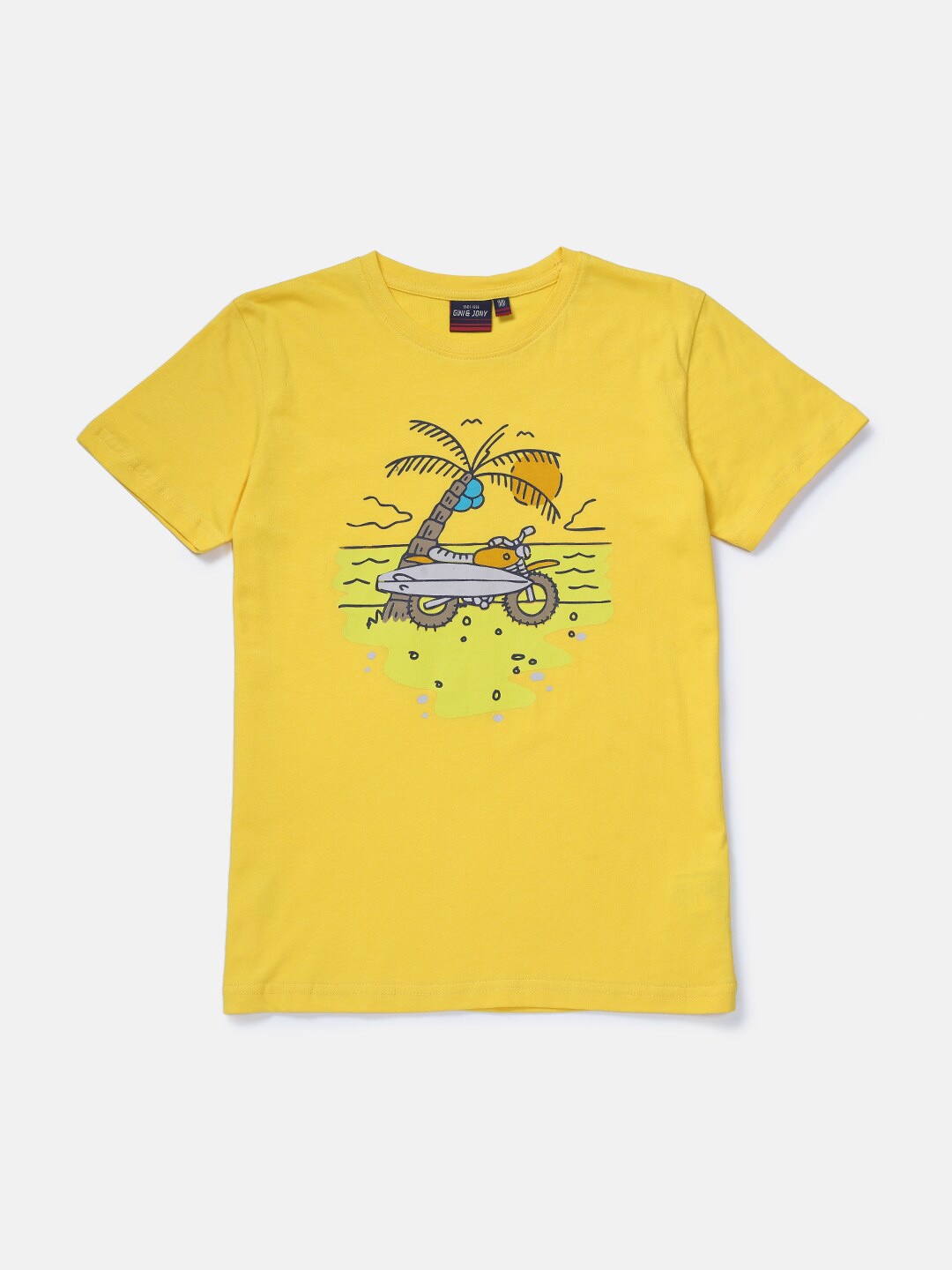 

Gini and Jony Boys Graphic Printed Cotton T-Shirt, Yellow
