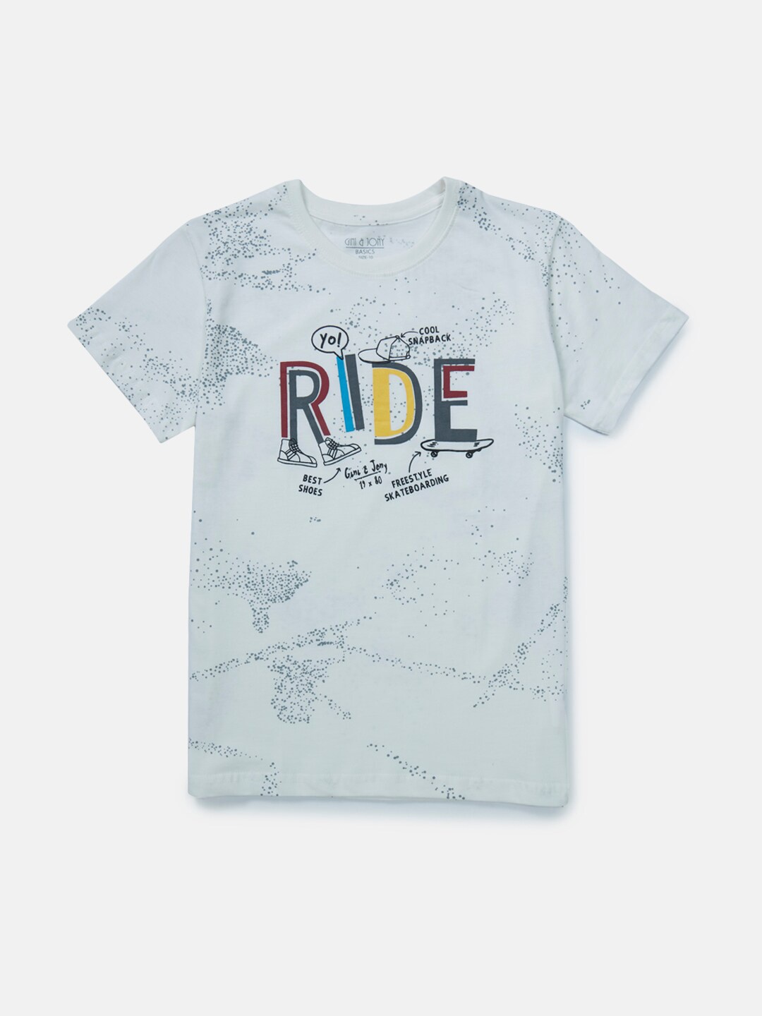 

Gini and Jony Boys Typography Printed Cotton T-shirt, Grey