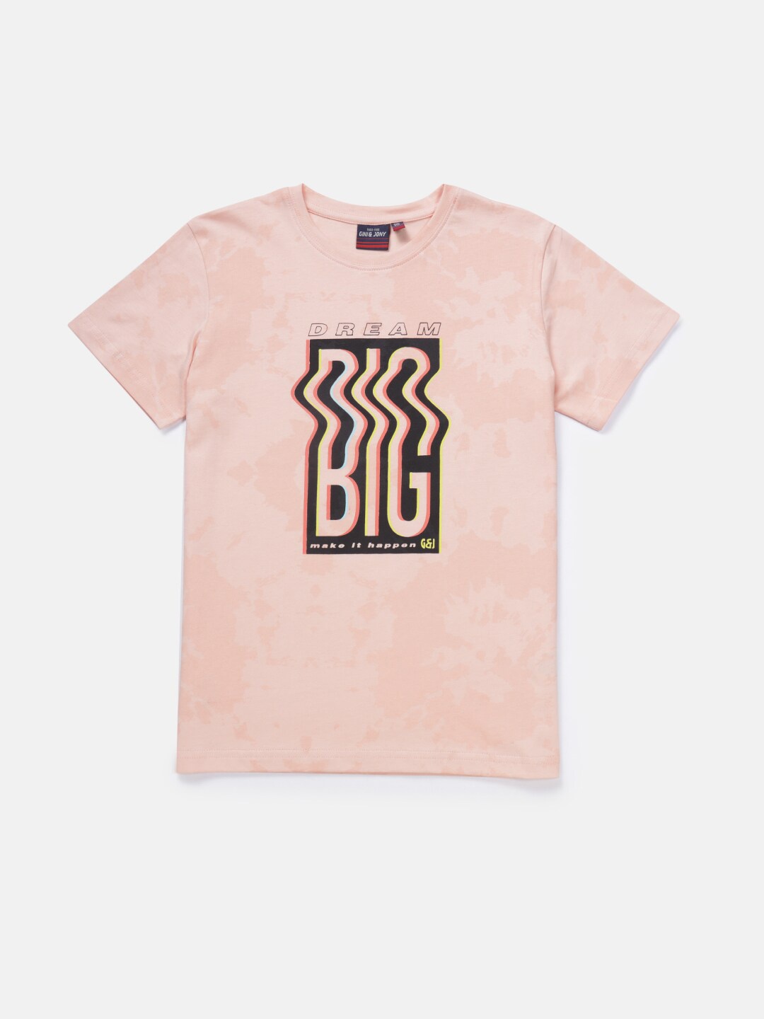 

Gini and Jony Boys Typography Printed Cotton T-shirt, Peach