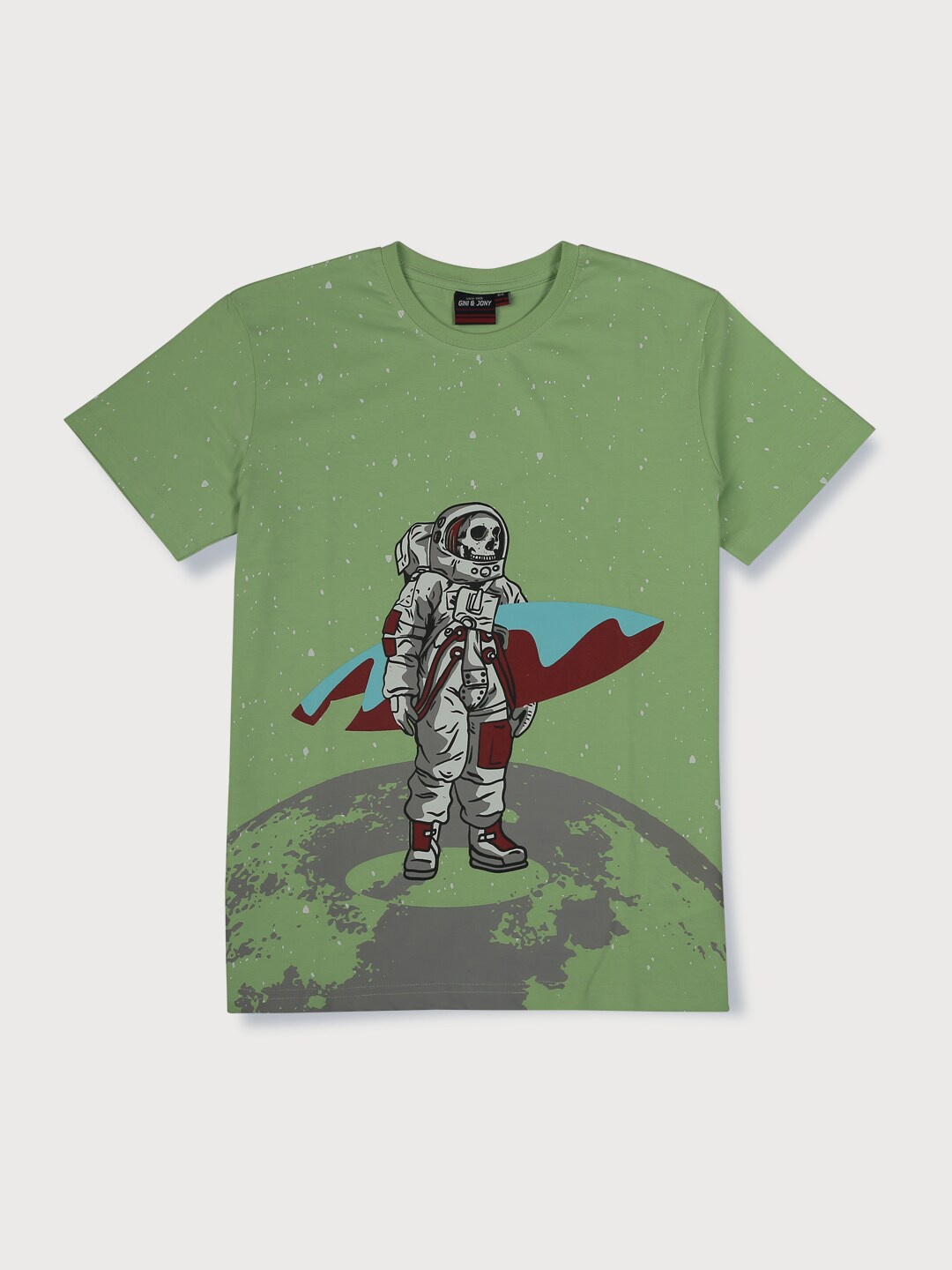 

Gini and Jony Boys Graphic Printed Cotton T-shirt, Green