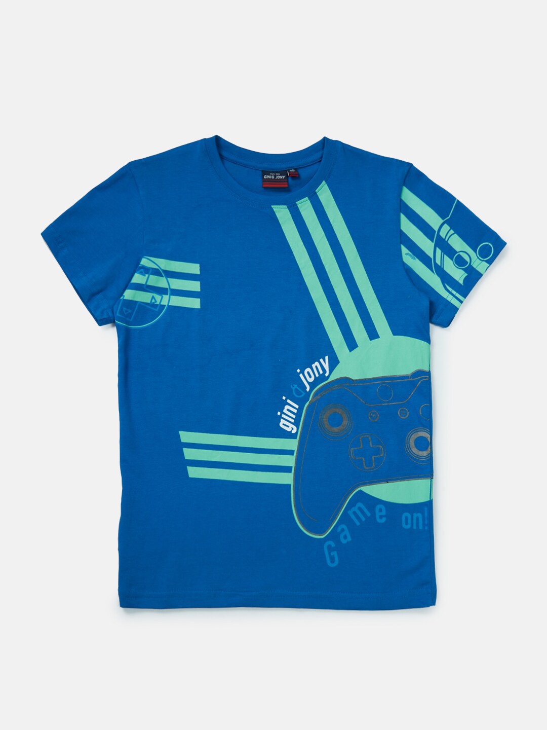 

Gini and Jony Infants Boys Graphic Printed Cotton T-shirt, Blue
