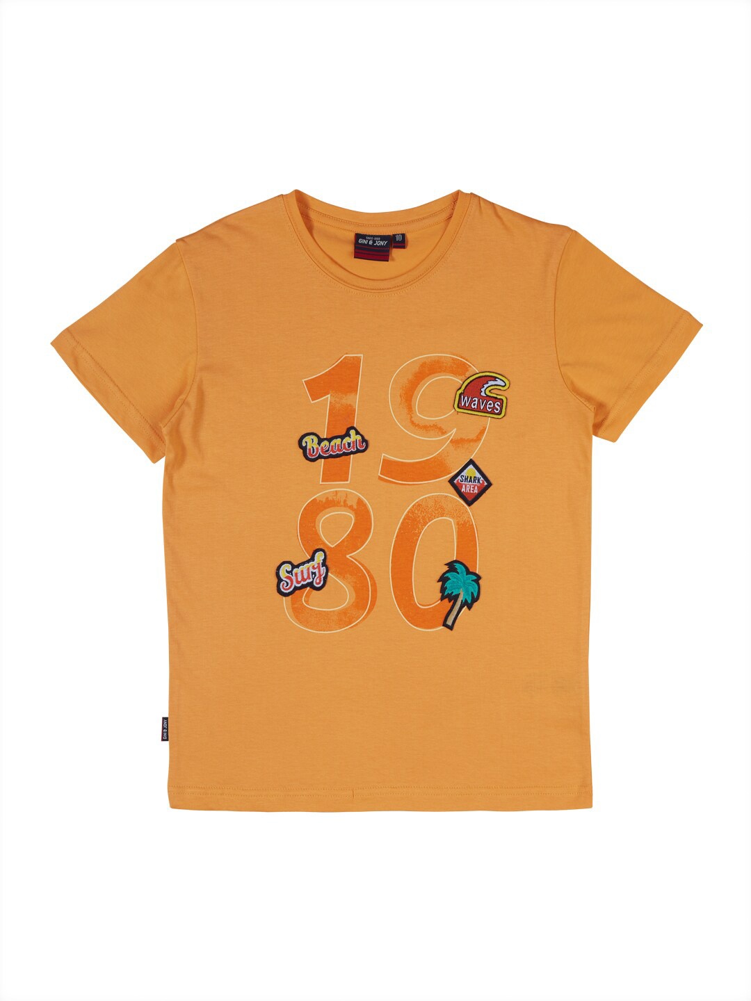 

Gini and Jony Boys Typography Printed Cotton T-shirt, Orange