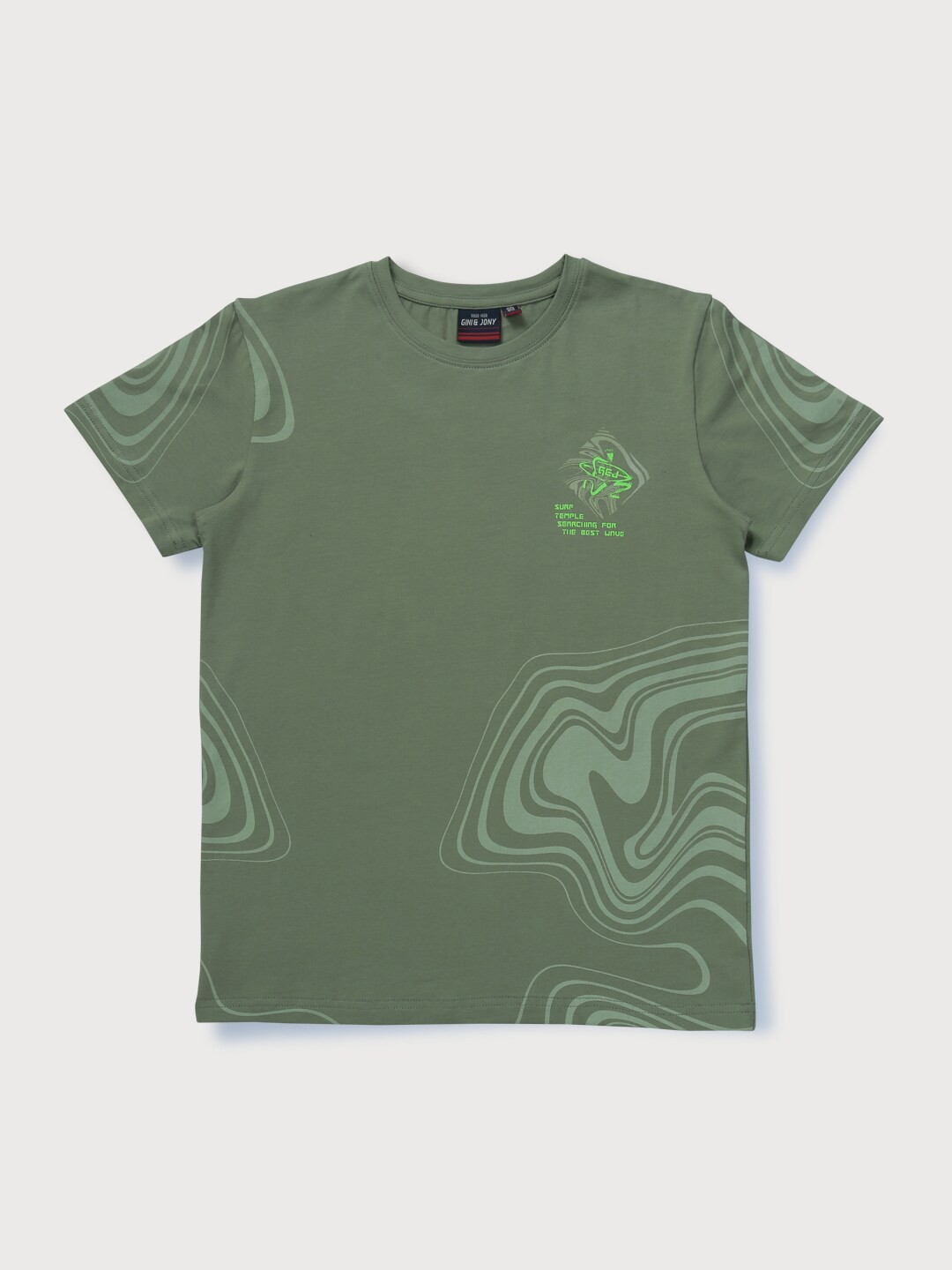 

Gini and Jony Boys Abstract Printed Cotton T-shirt, Olive