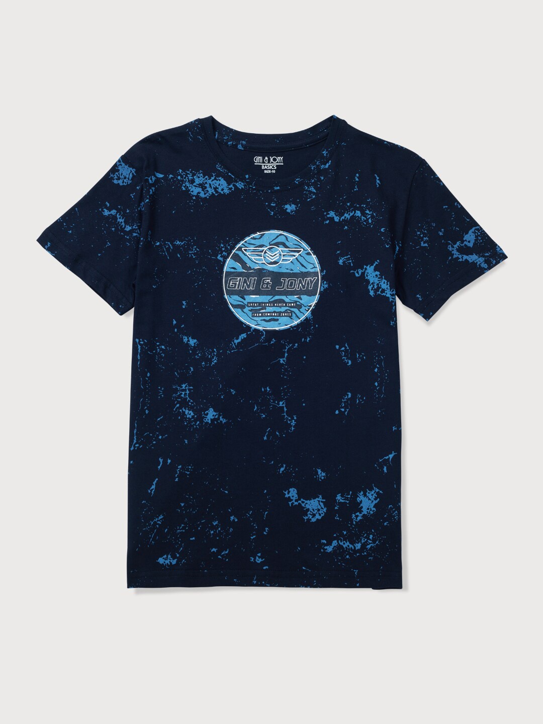 

Gini and Jony Infant Boys Abstract Printed Cotton T-shirt, Navy blue