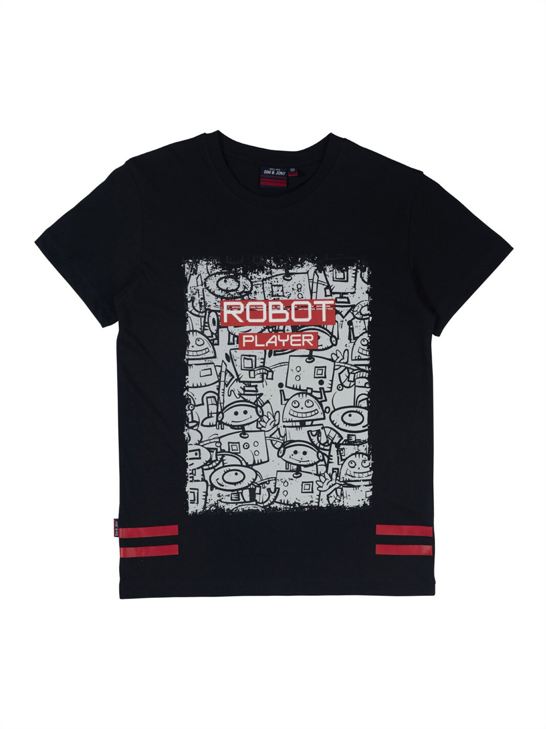

Gini and Jony Boys Graphic Printed Round Neck Cotton T-shirt, Black