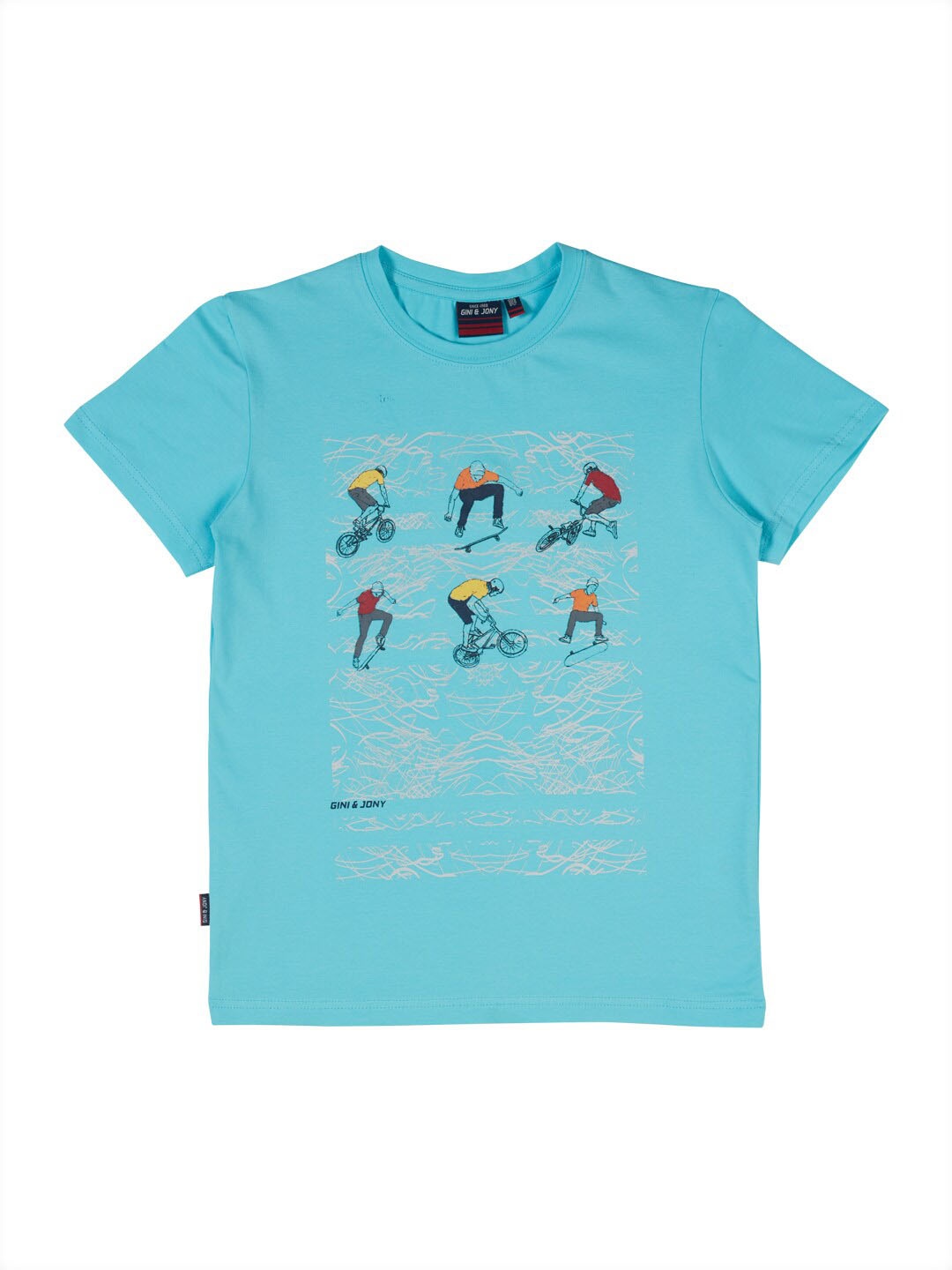 

Gini and Jony Boys Graphic Printed Round Neck Cotton T-shirt, Blue