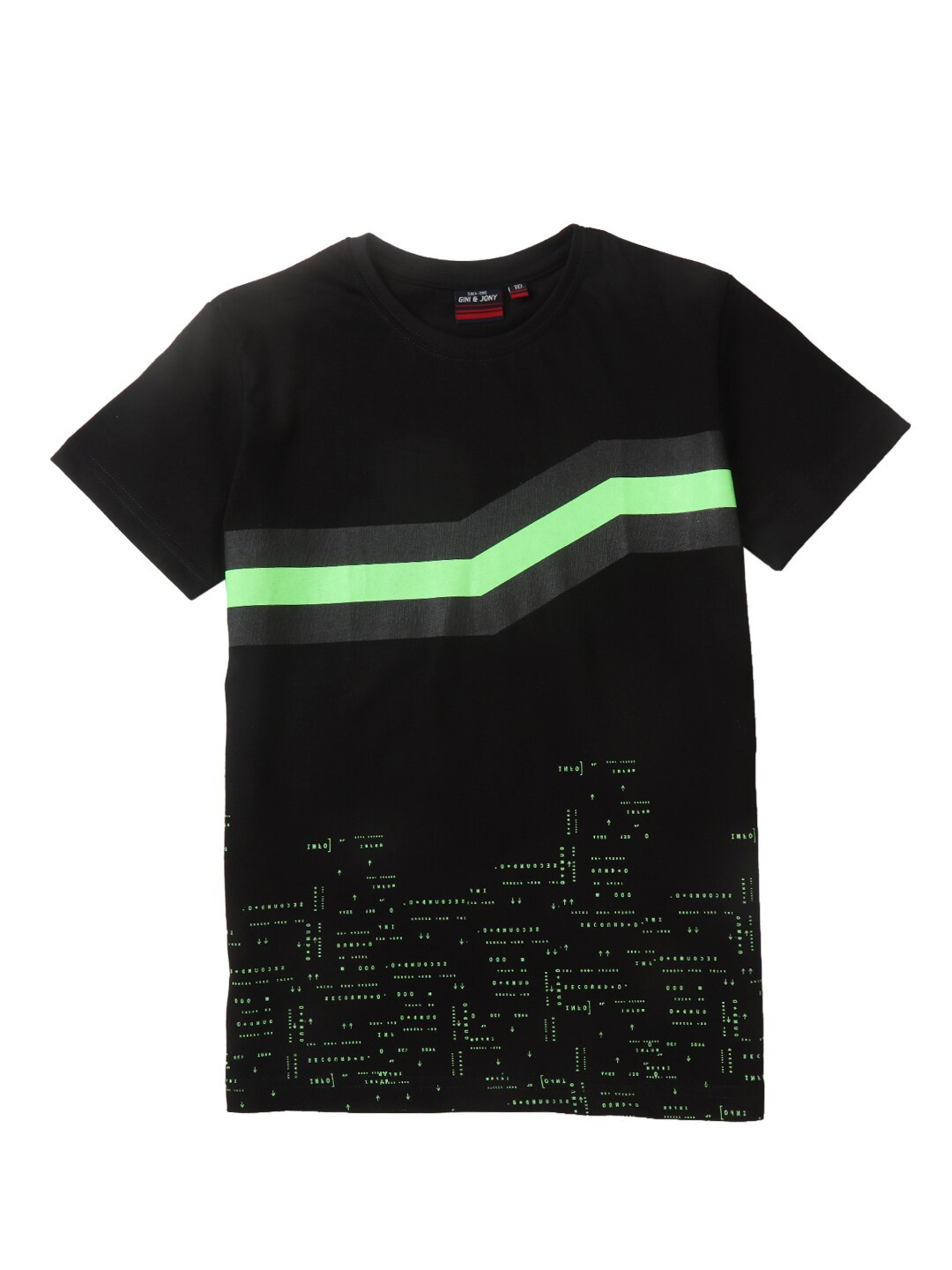 

Gini and Jony Boys Graphic Printed Round Neck Cotton T-shirt, Black
