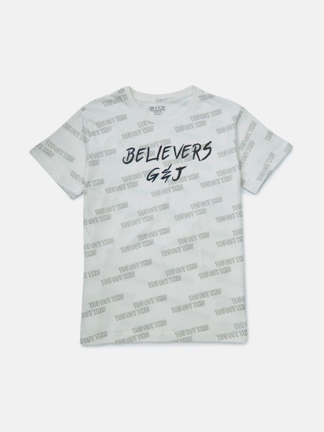 

Gini and Jony Boys Typography Round Neck Cotton T-shirt, White