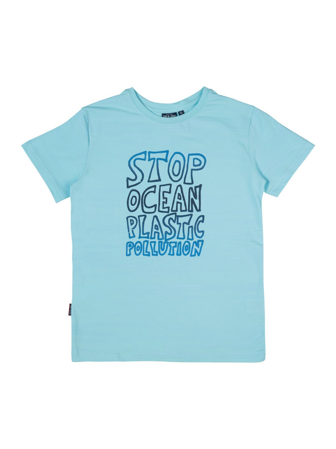

Gini and Jony Boys Typography Printed Cotton T-shirt, Blue