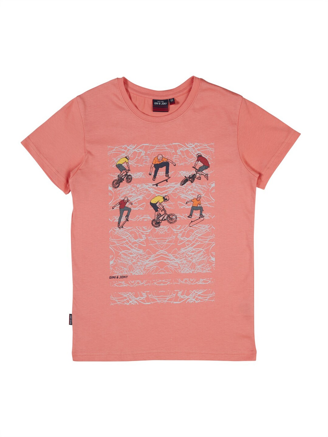 

Gini and Jony Boys Graphic Printed Cotton T-shirt, Pink