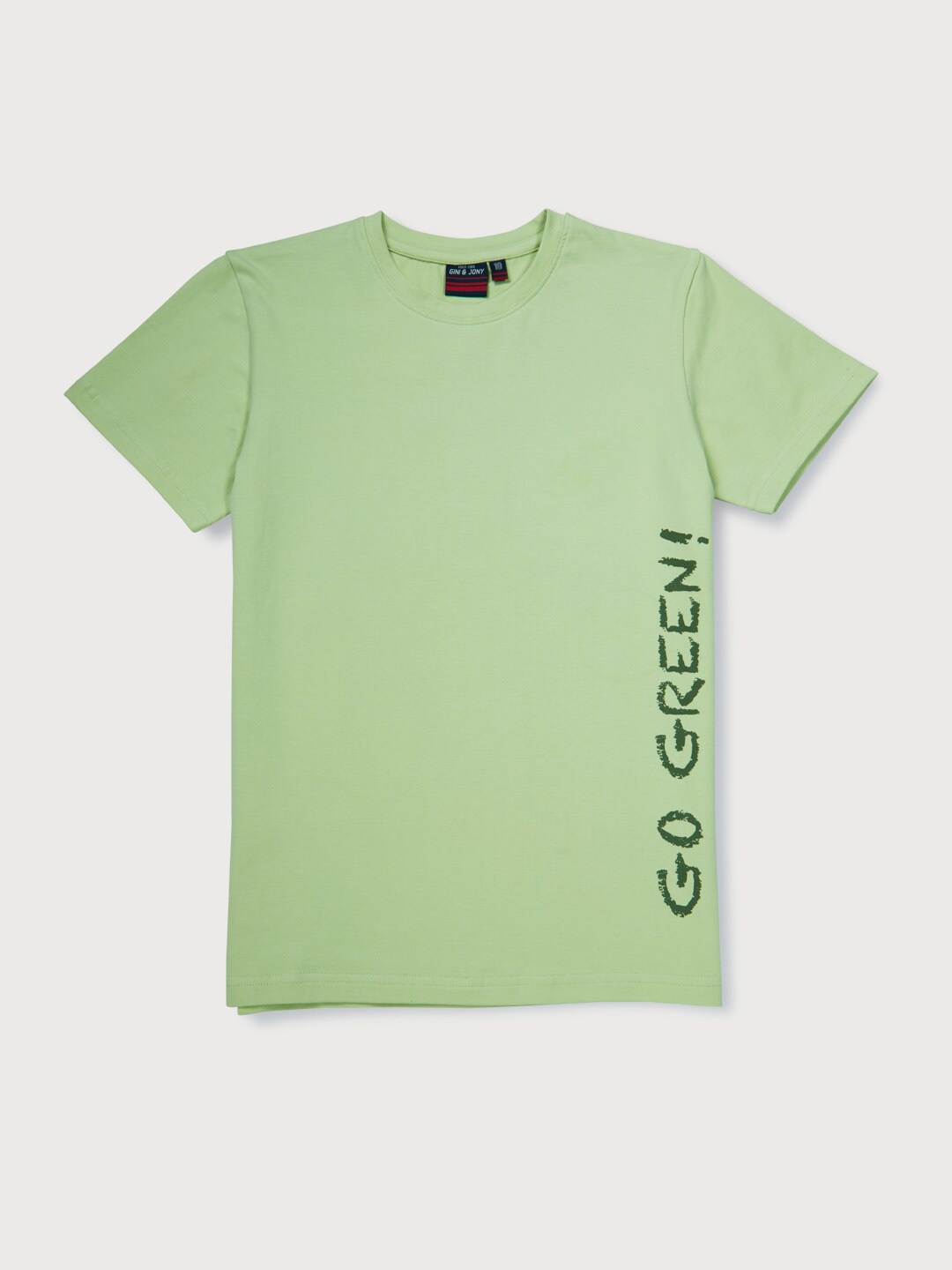 

Gini and Jony Boys Typography Printed Cotton T-shirt, Green