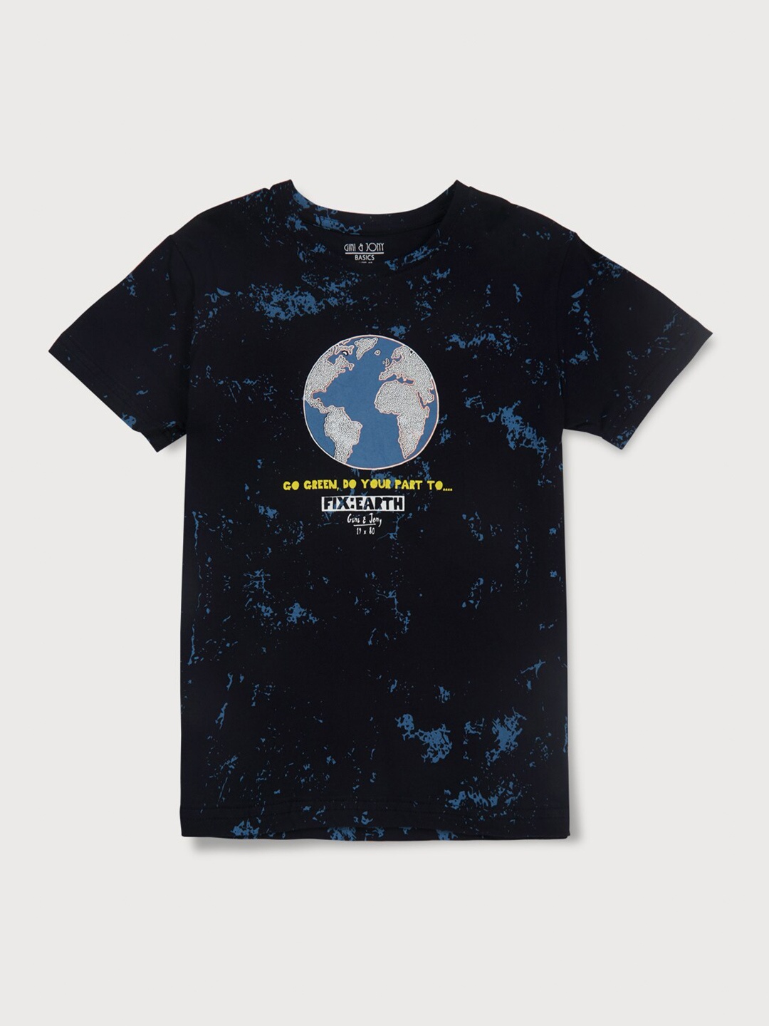 

Gini and Jony Boys Graphic Printed Cotton T-shirt, Navy blue