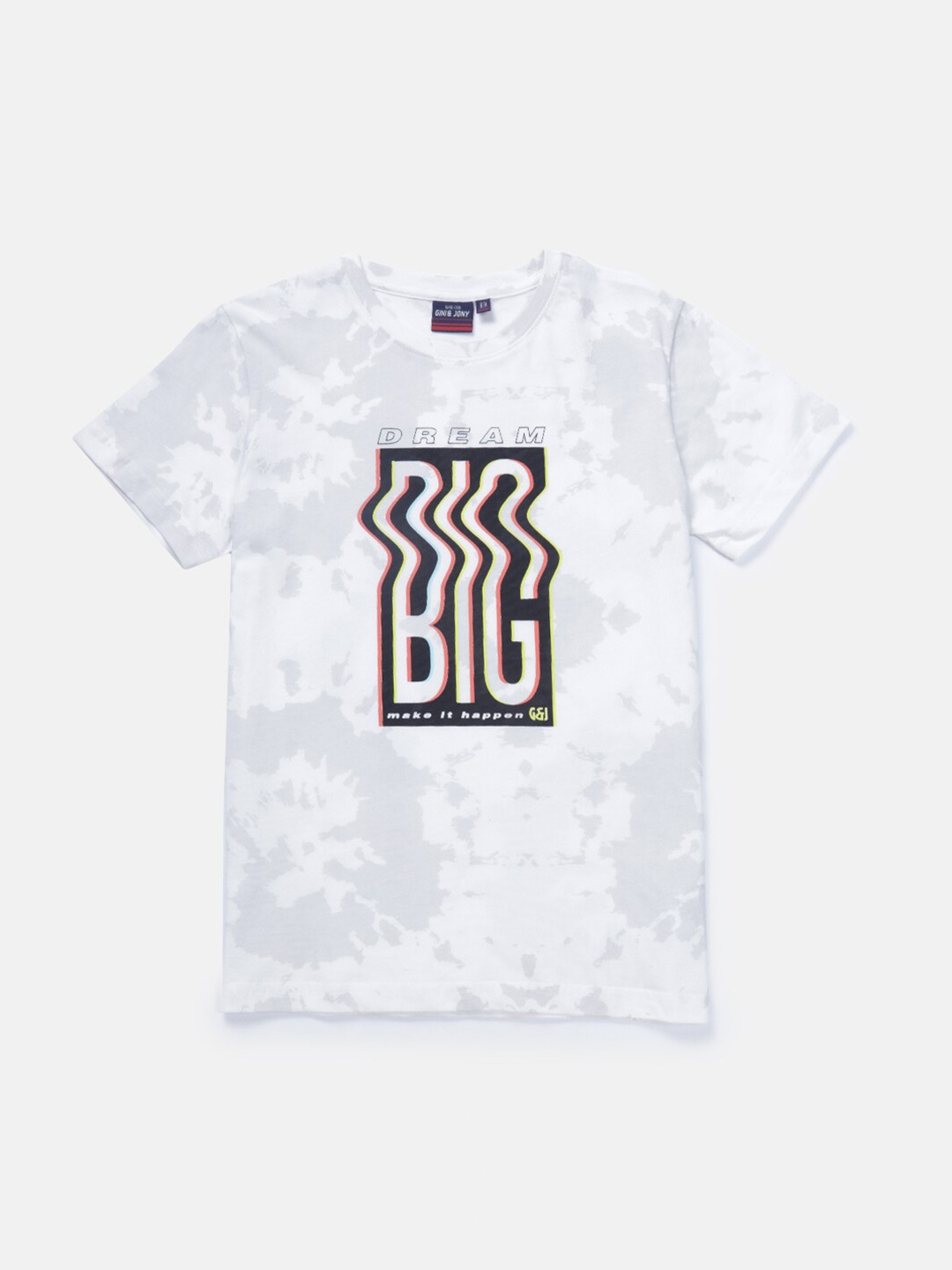 

Gini and Jony Boys Typography Printed Cotton T-shirt, Off white