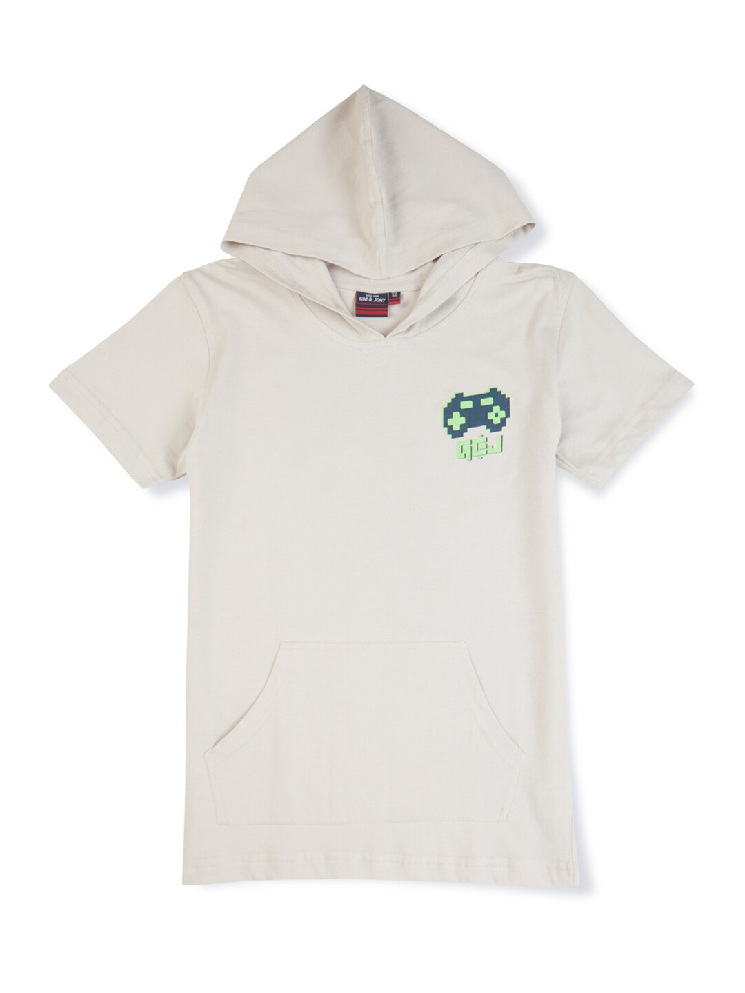 

Gini and Jony Infant Boys Typography Printed Hooded Pure Cotton T-shirt, Grey