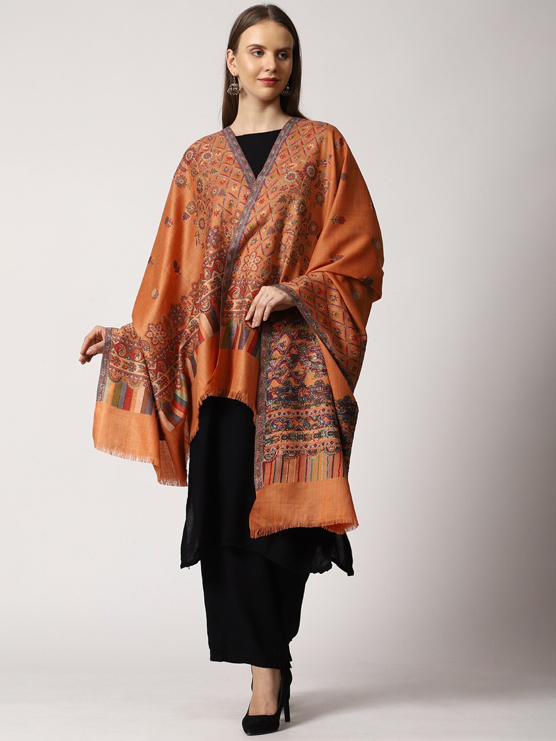 

SWI Stylish Woven Design Shawl, Orange