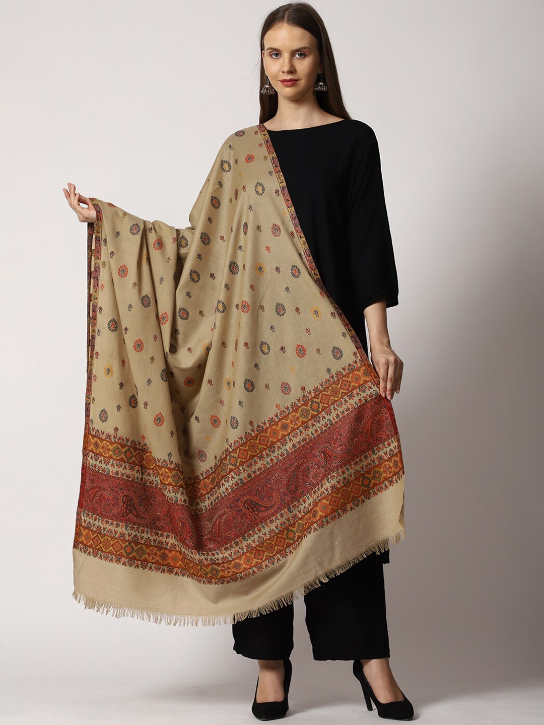 

SWI Stylish Woven Designed Shawl, Beige