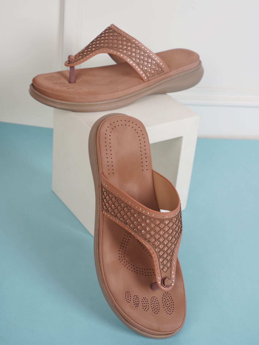 

Style Shoes Embellished Comfort Heels, Peach