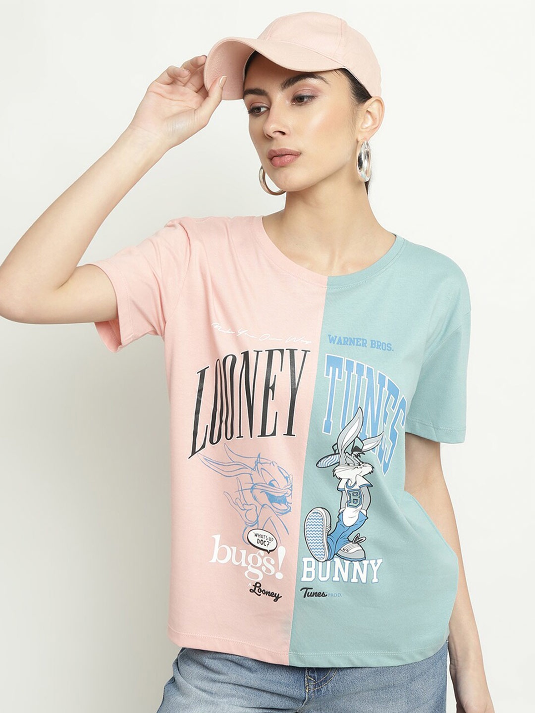 

METTLE Looney Tunes Printed Cotton T-shirt, Pink