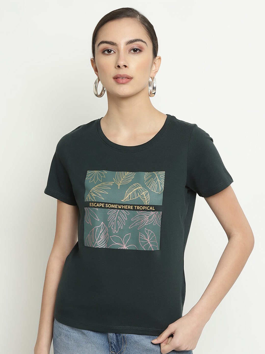 

METTLE Floral Printed Cotton T-shirt, Green