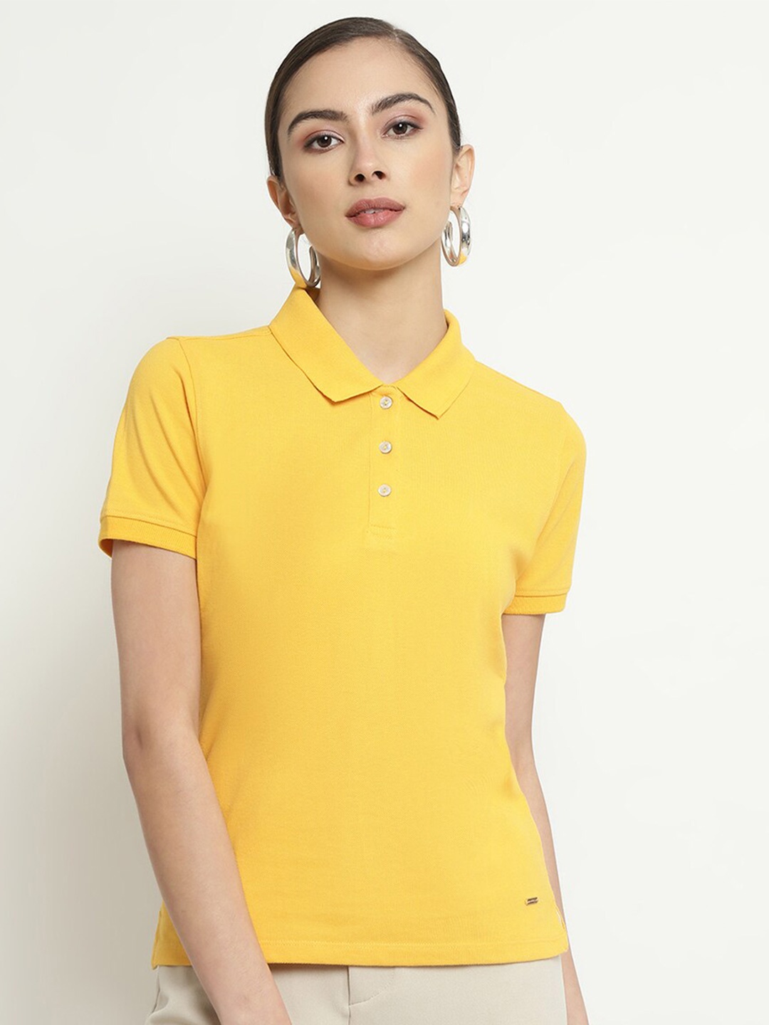 

METTLE Polo Collar Cotton T-shirt, Yellow