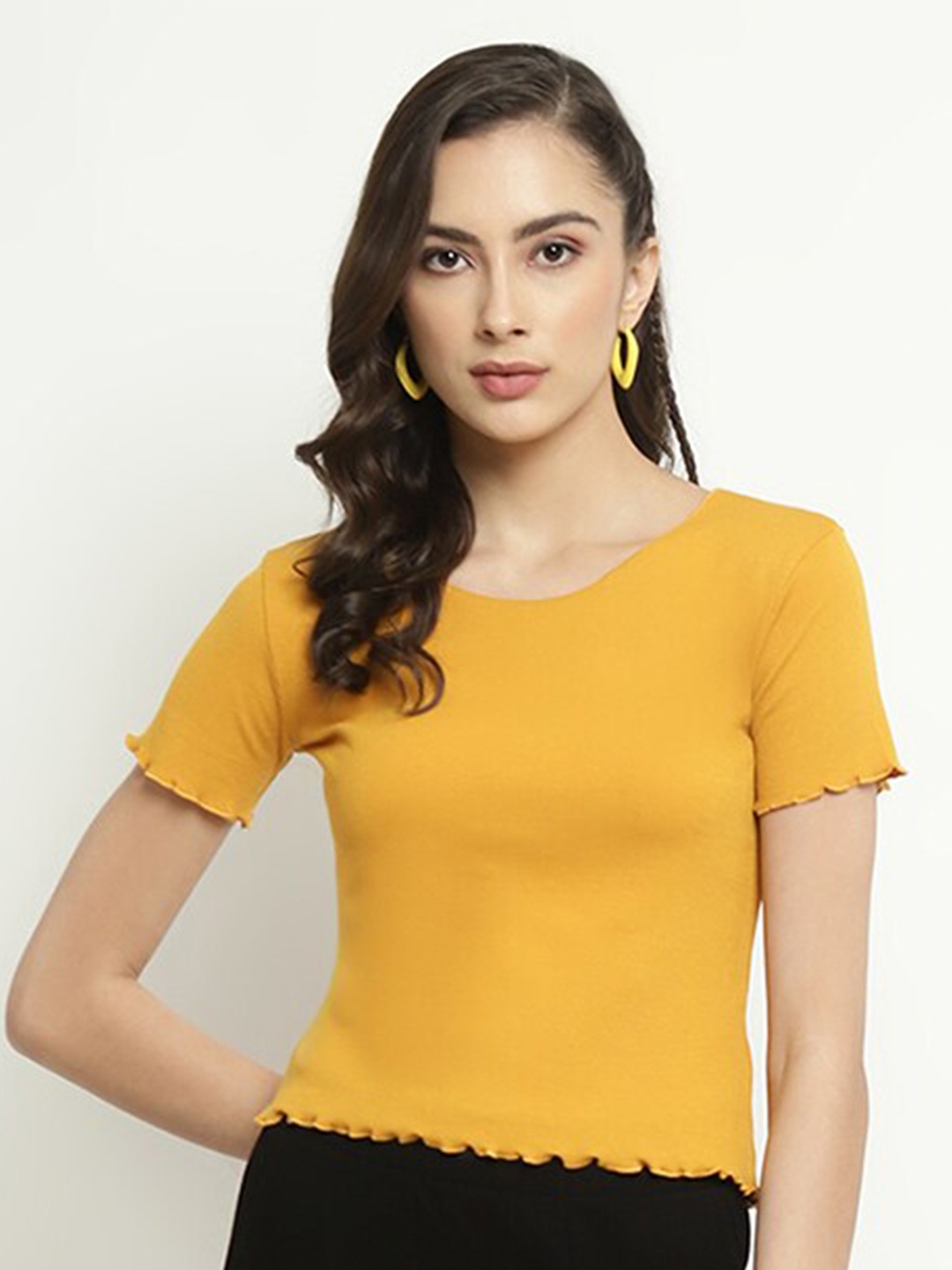 

METTLE Round Neck Short Sleeves Cotton T-shirt, Yellow