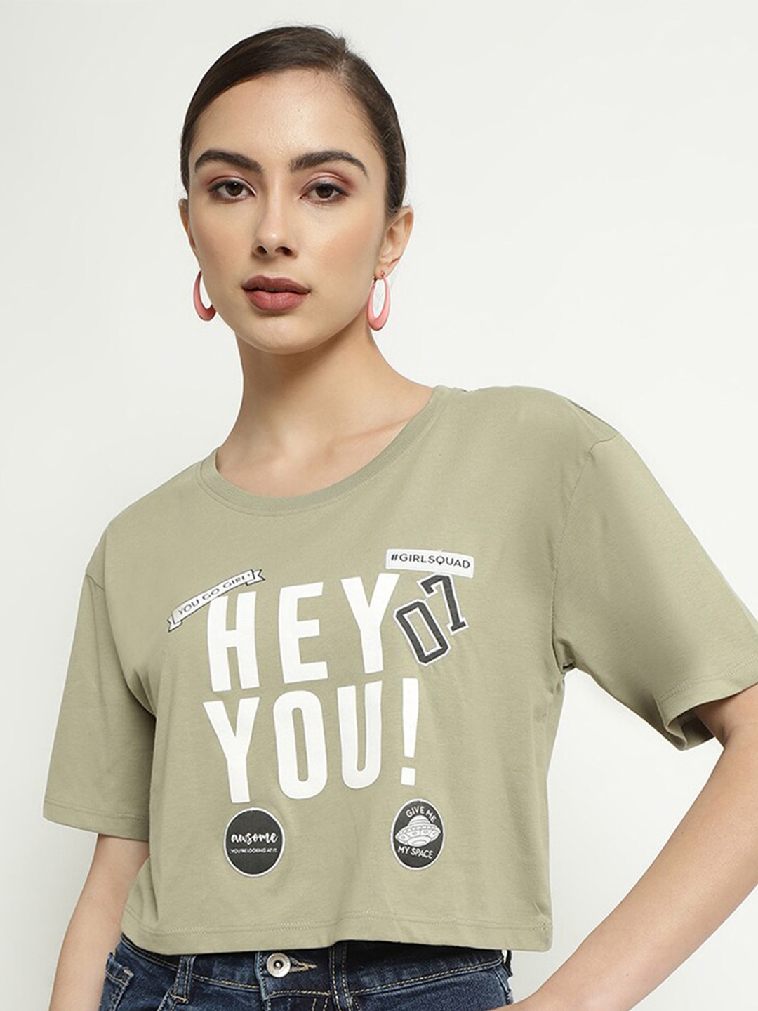 METTLE Typography Printed Cotton T-shirt, Olive
