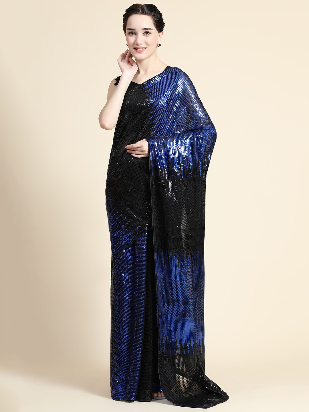 

Nimidiya Embellished Sequinned Pure Georgette Saree, Blue
