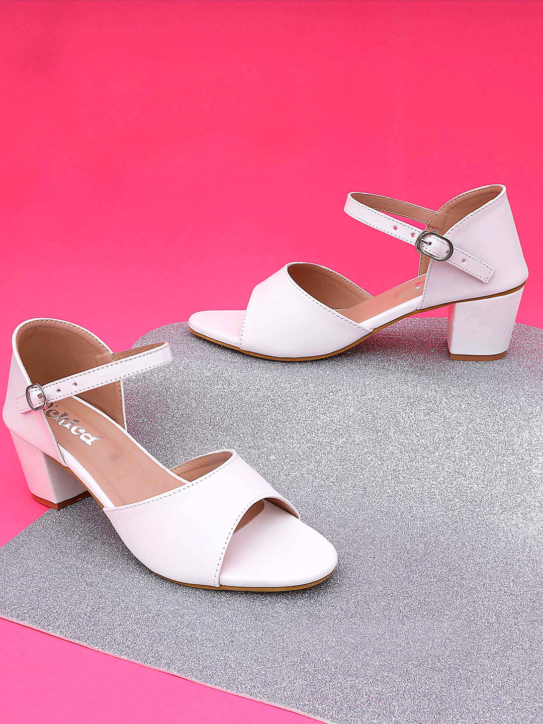 

DChica Girls Open Toe Block Heels, White