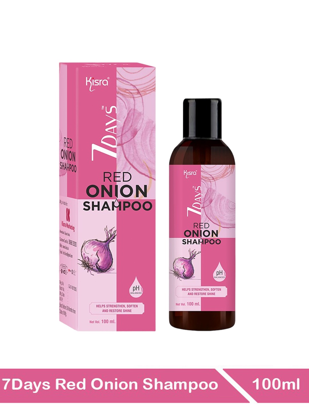 

KISRA Set Of 3 7Days Red Onion Shampoo for Hairfall & Dandruff - 100ml each, Pink