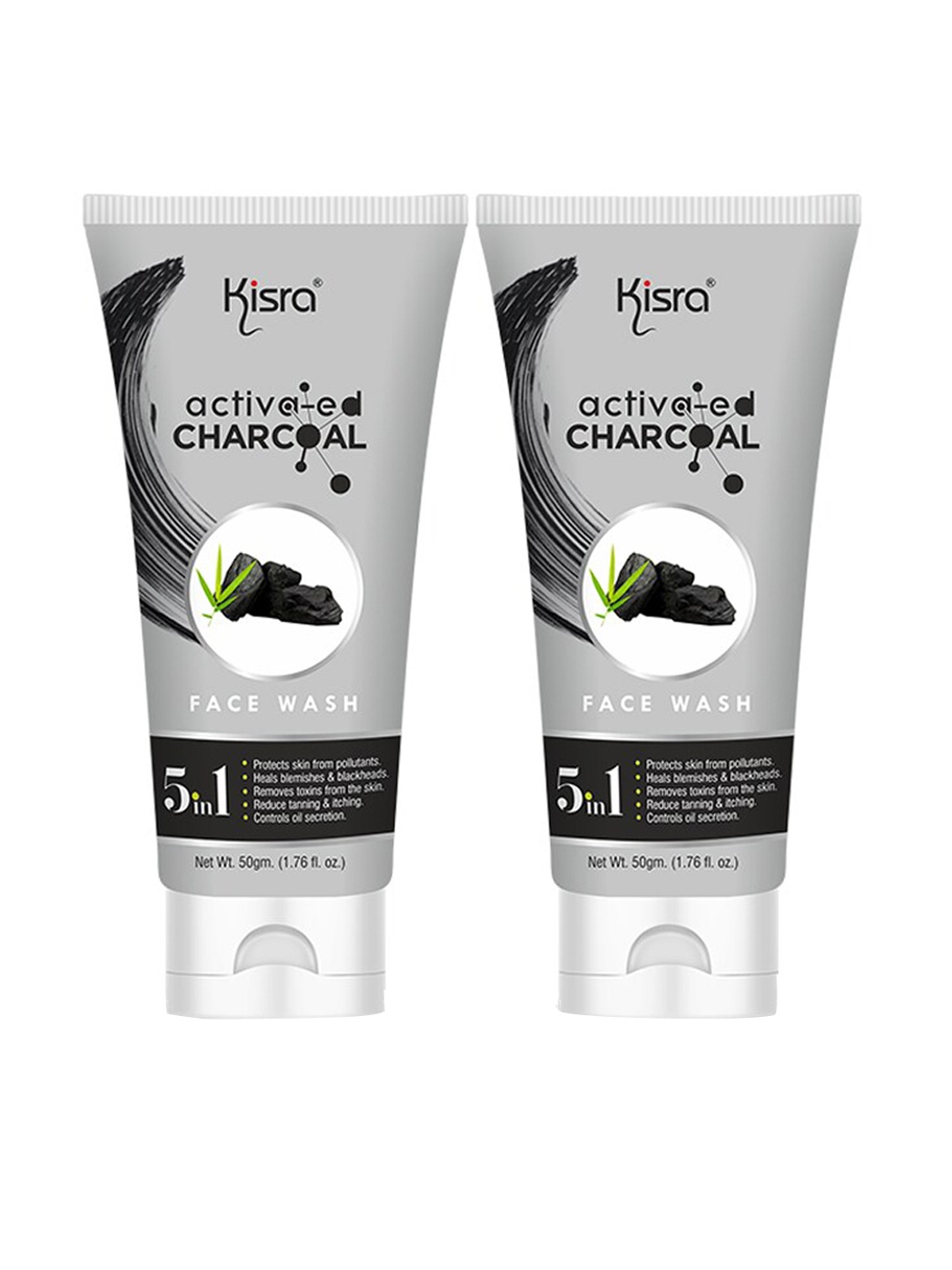 

KISRA Set Of 2 Activated Charcoal Face Wash - 50g Each, Black