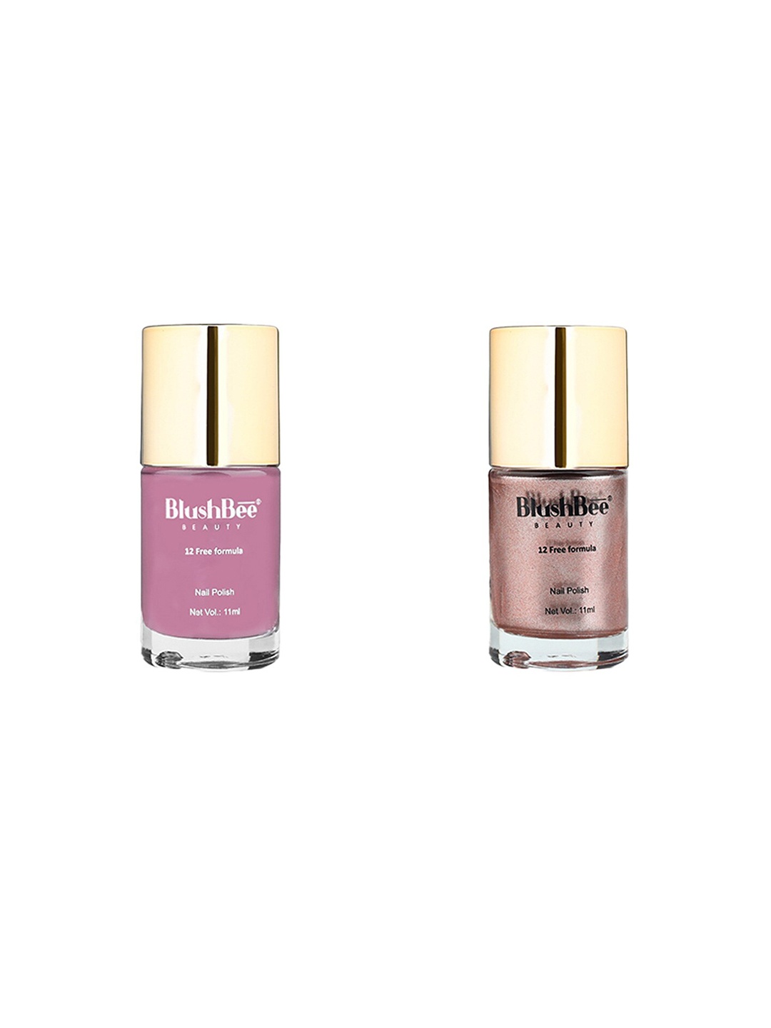 

BlushBee Beauty Set Of 2 High Shine Quick Dry Nail Polishes 11 ml Each -Dvina, Multi