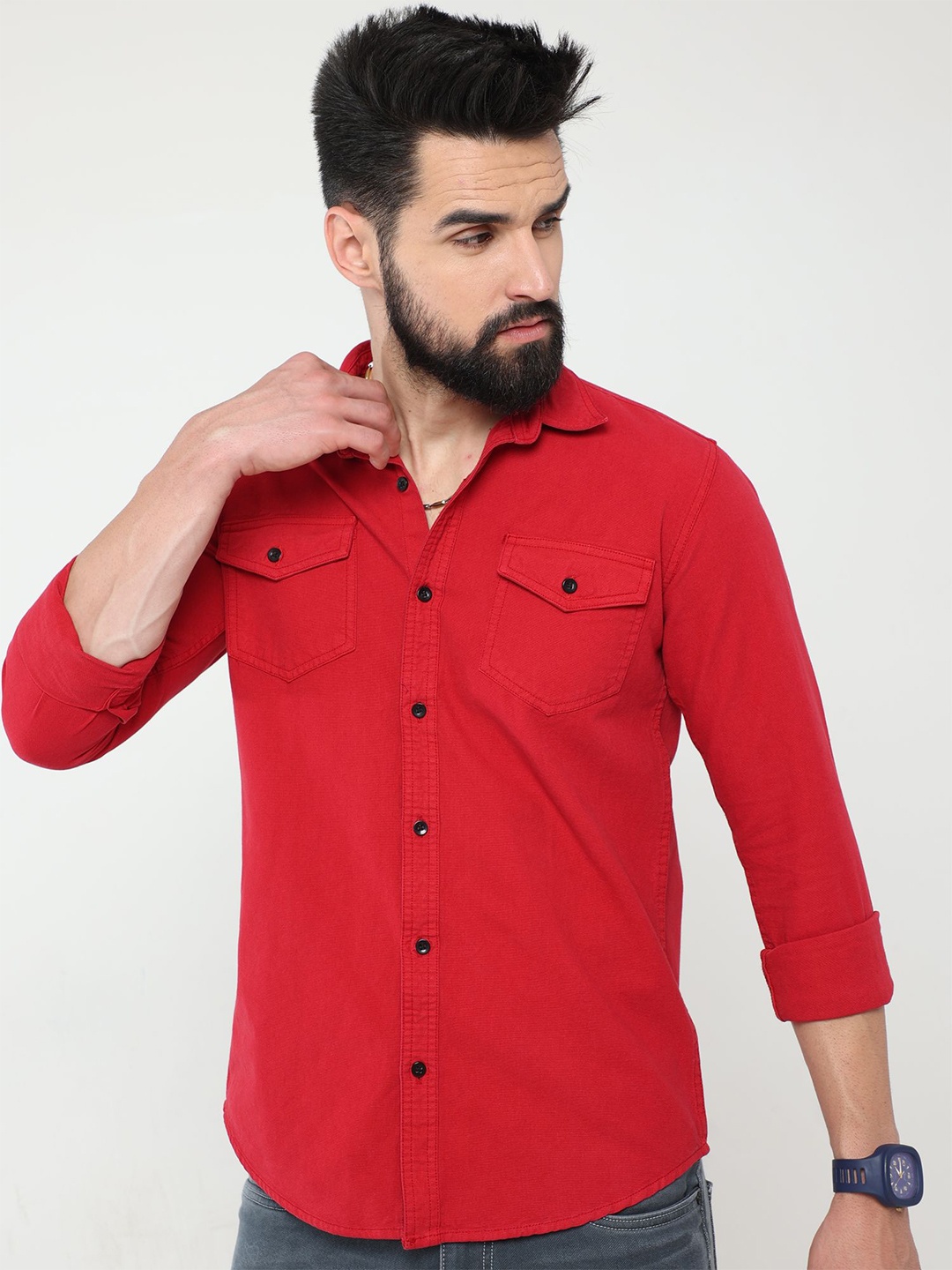 

Reslag Men Red Opaque Casual Shirt