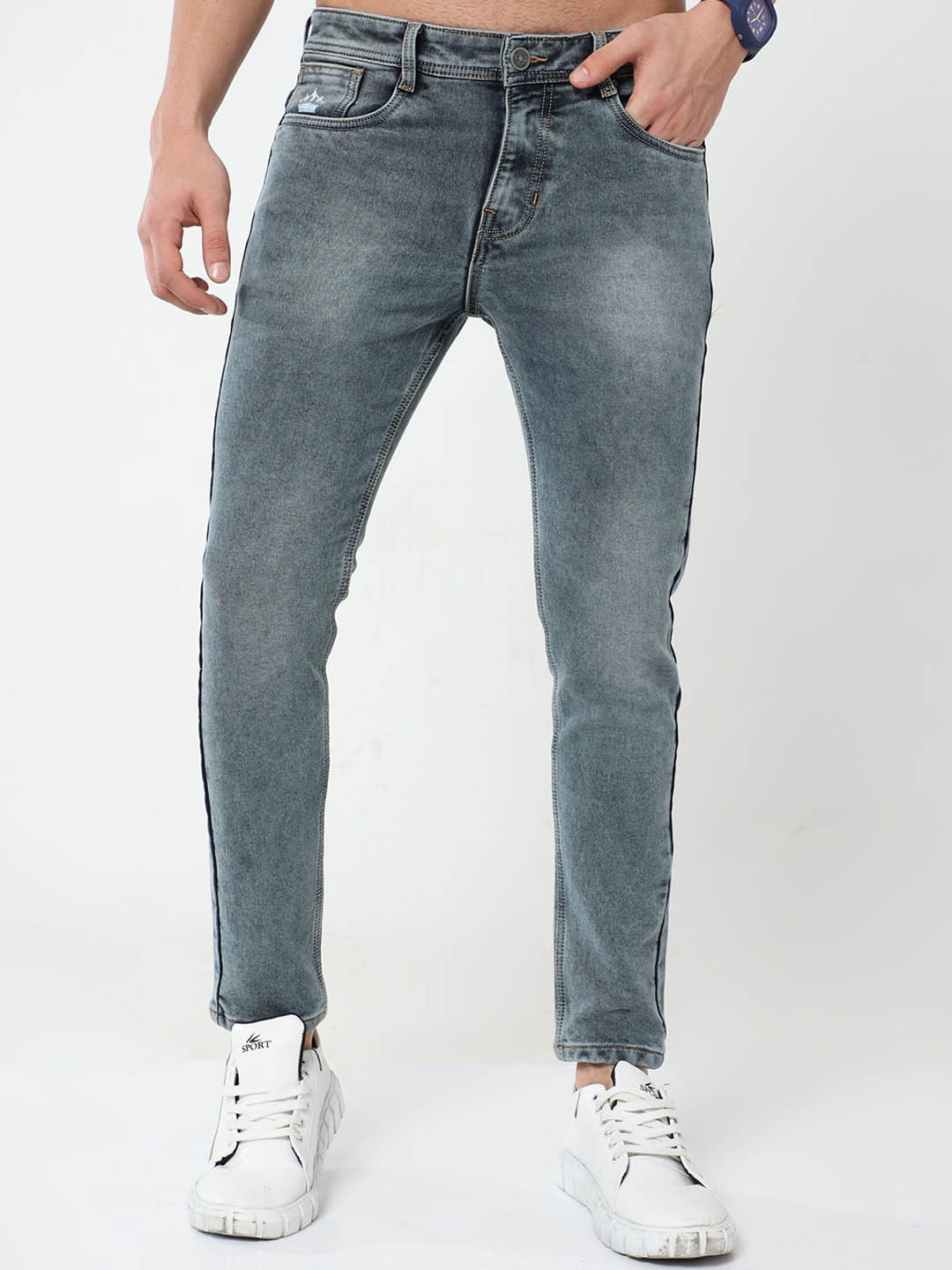 

Reslag Men Slim Fit Heavy Fade Stretchable Jeans, Navy blue