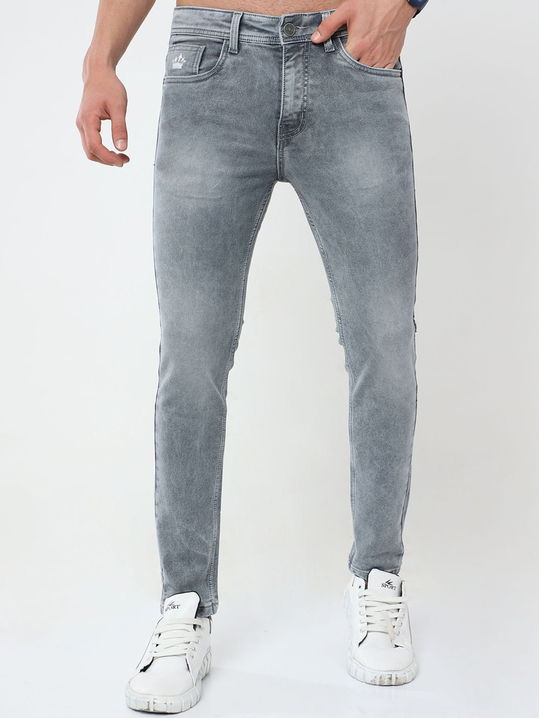 

Reslag Men Grey Slim Fit Heavy Fade Stretchable Jeans
