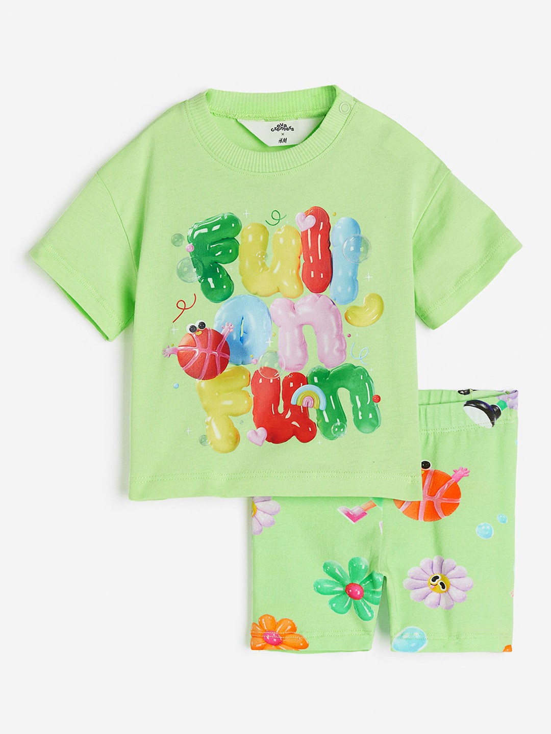 

H&M Boys 2-Piece Printed Jersey Set, Green