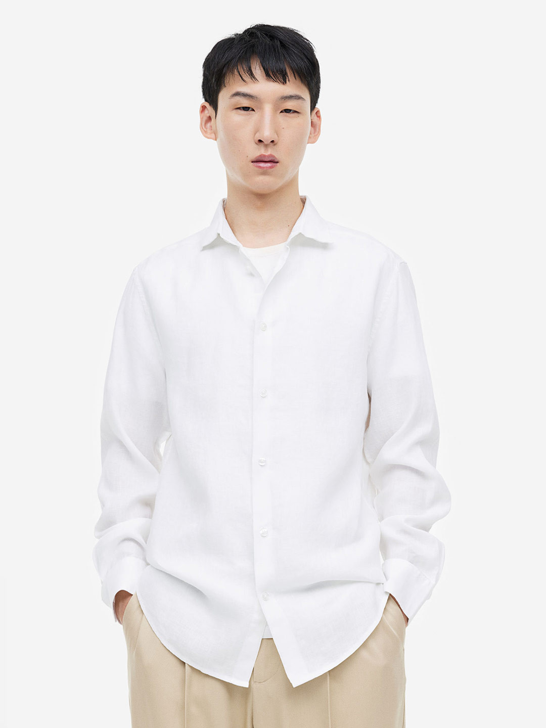 

H&M Slim Fit Linen shirt, White