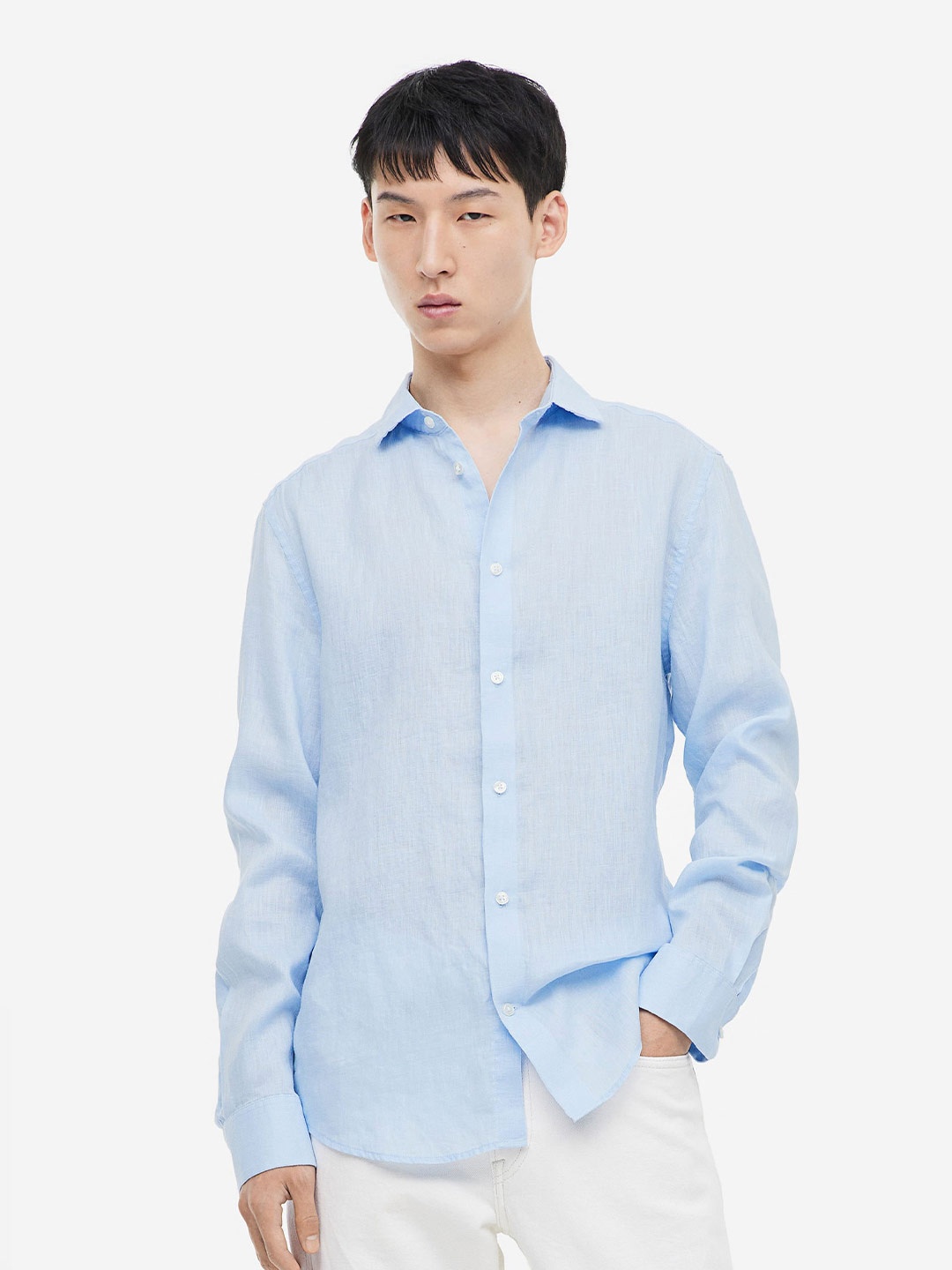 

H&M Slim Fit Linen shirt, Blue