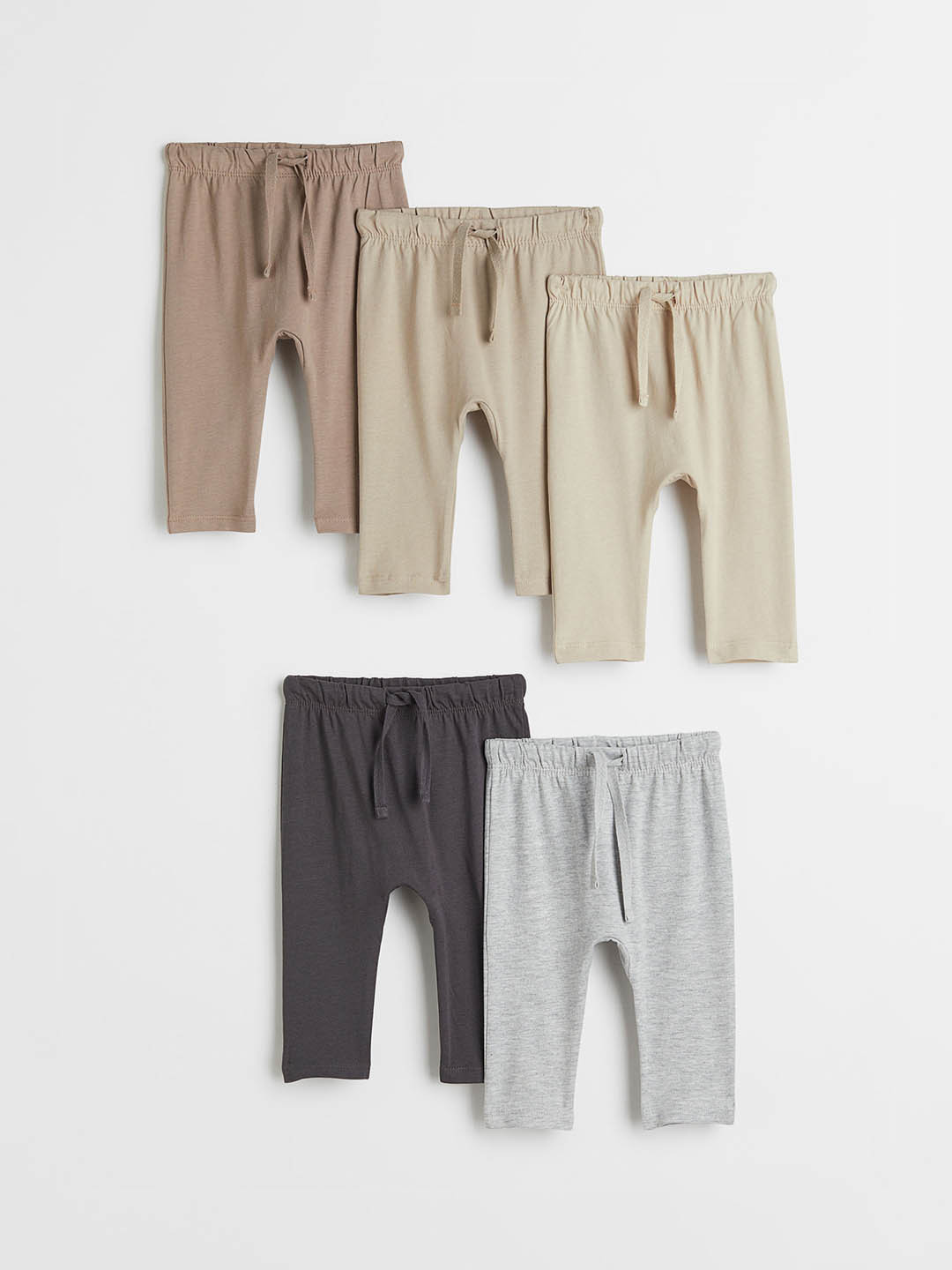

H&M Boys 5-Pack Cotton Jersey Joggers, Beige