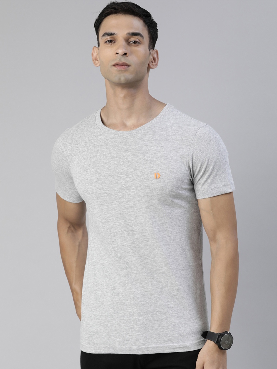 

DIXCY SCOTT Round Neck Regular Fit Cotton T-shirt, Grey