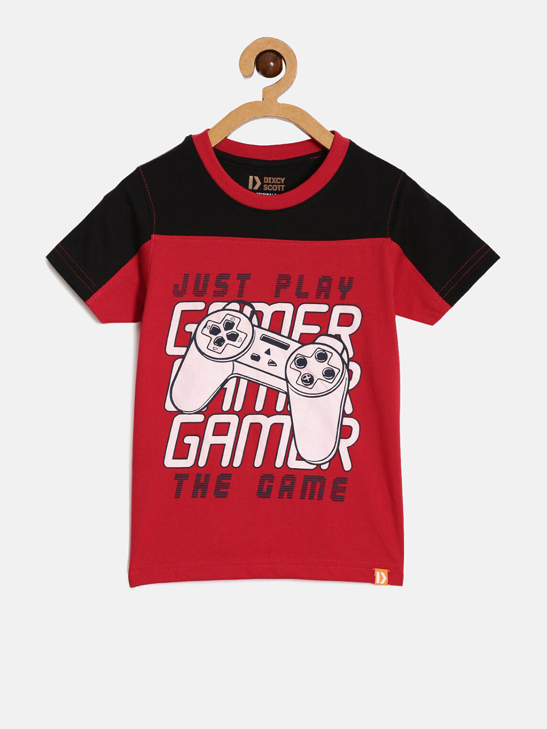

DIXCY SCOTT Boys Typography Printed Round Neck Cotton T-shirt, Red