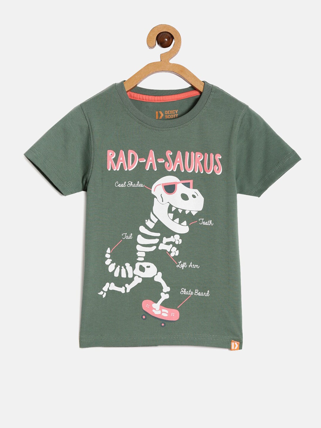 

DIXCY SCOTT Boys Graphic Printed Cotton T-shirt, Green