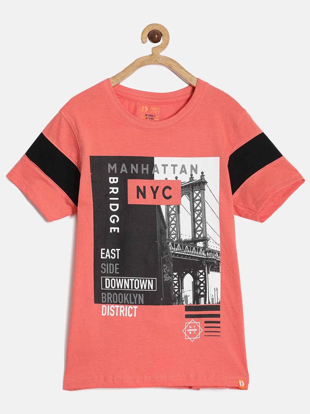 

DIXCY SCOTT Boys Graphic Printed Cotton T-shirt, Pink