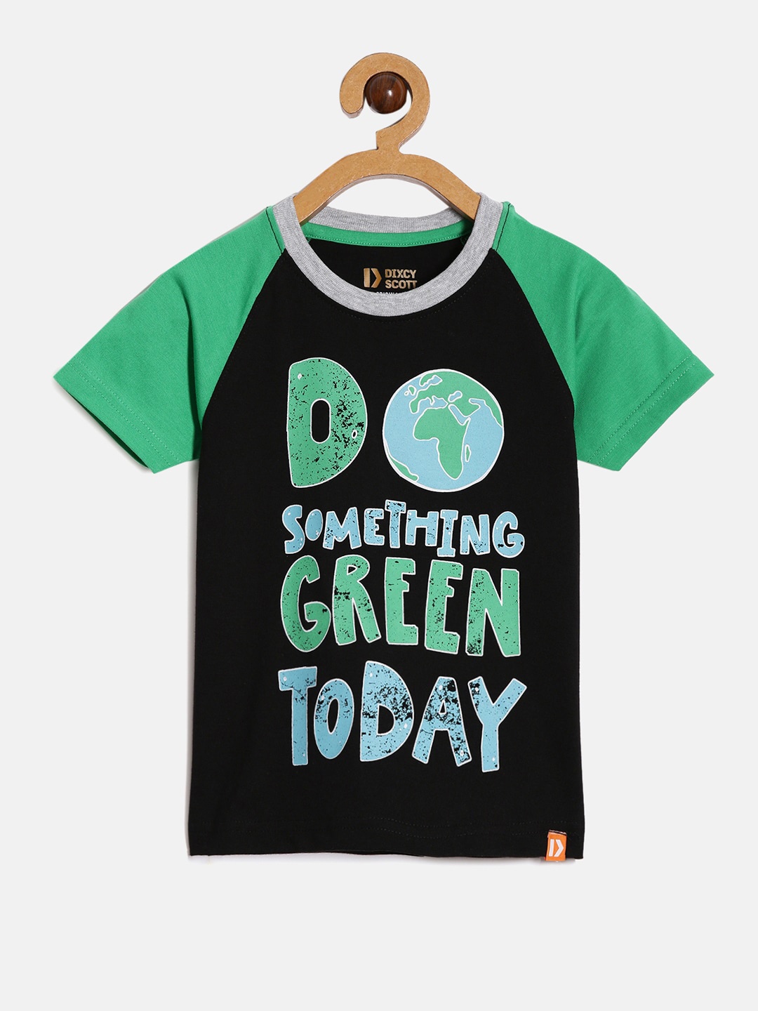 

DIXCY SCOTT Boys Typography Printed Cotton T-shirt, Black