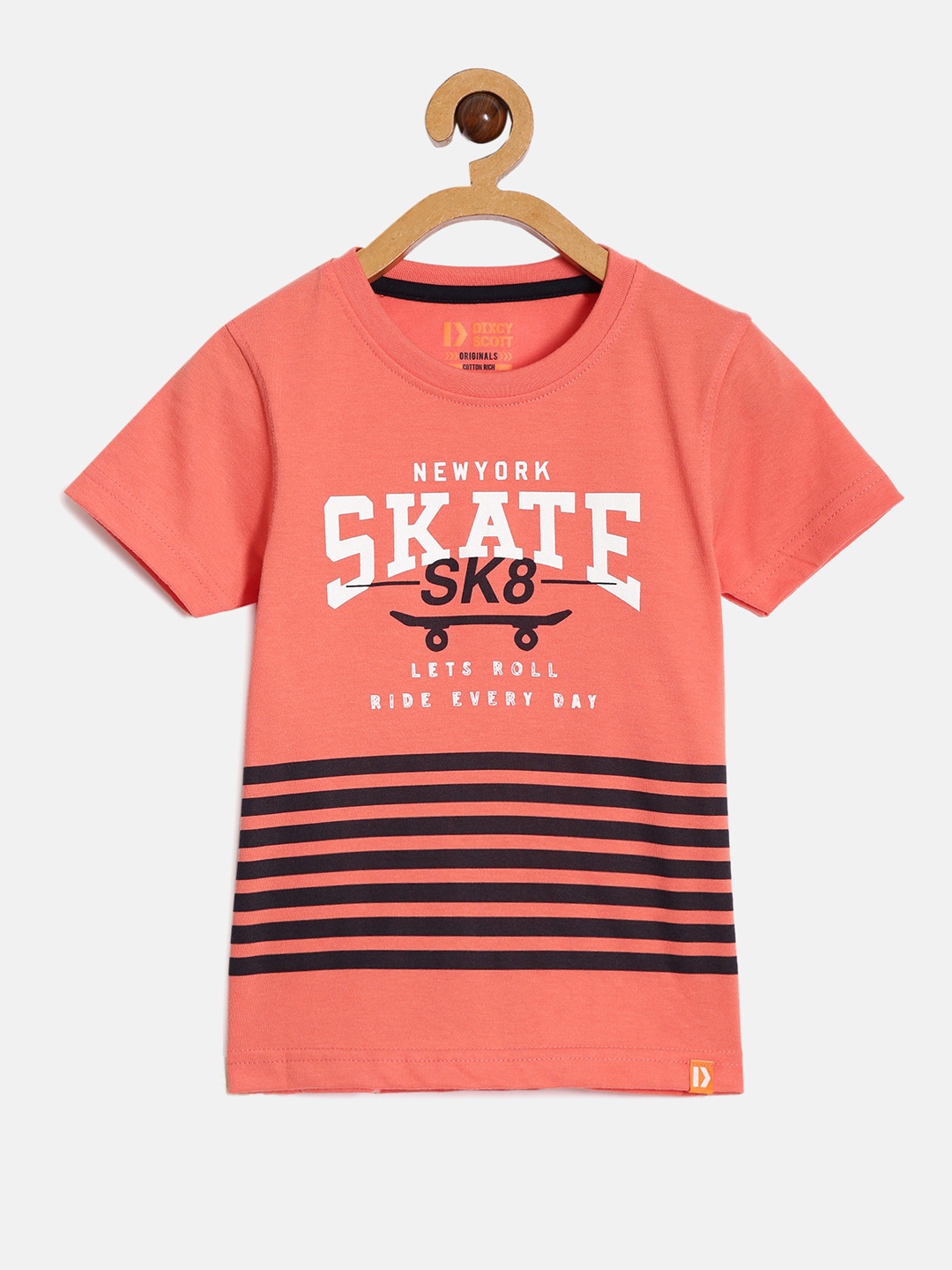 

DIXCY SCOTT Boys Typography Printed Cotton T-shirt, Red