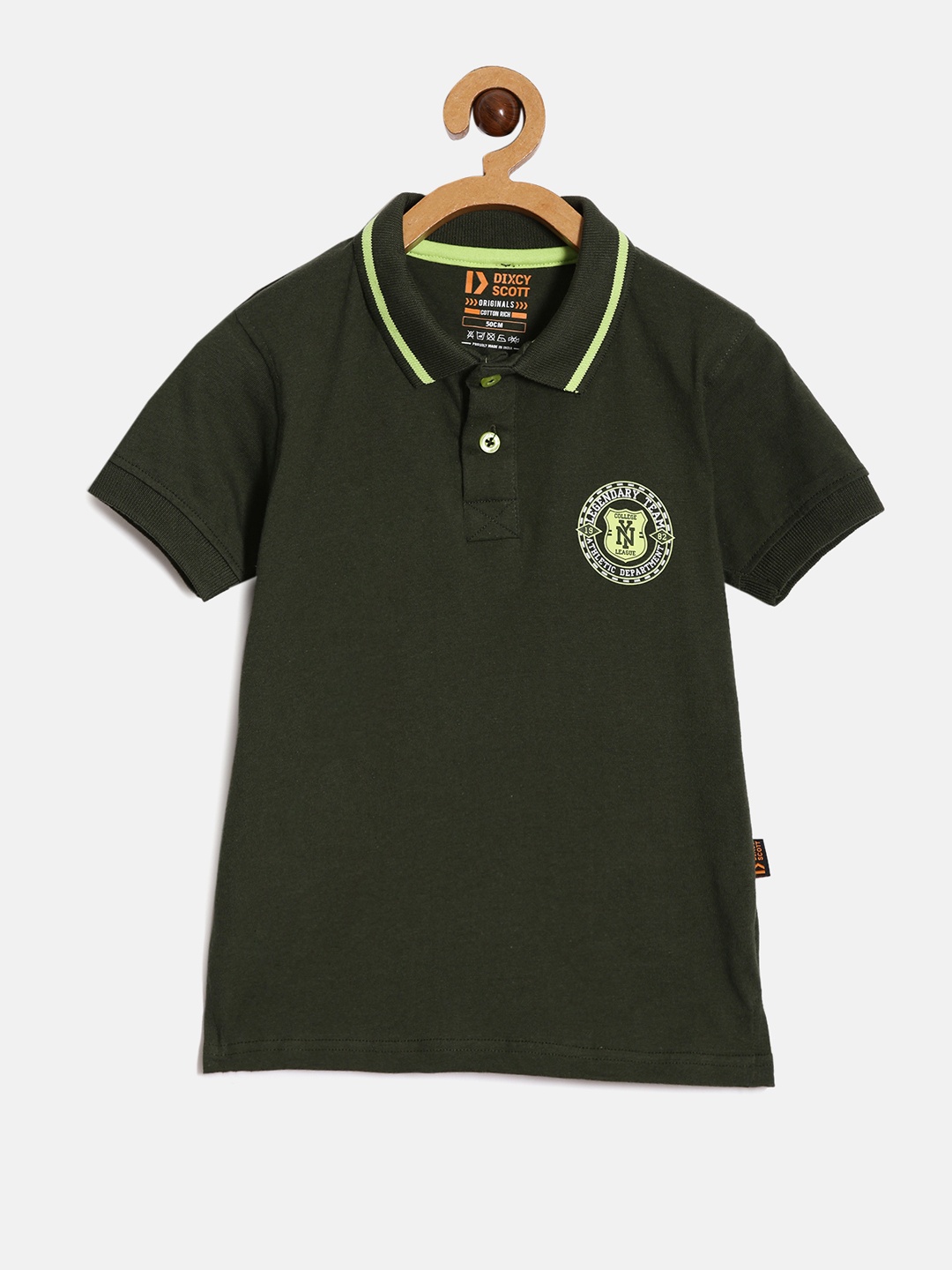 

DIXCY SCOTT Boys Polo Collar Cotton T-shirt, Olive