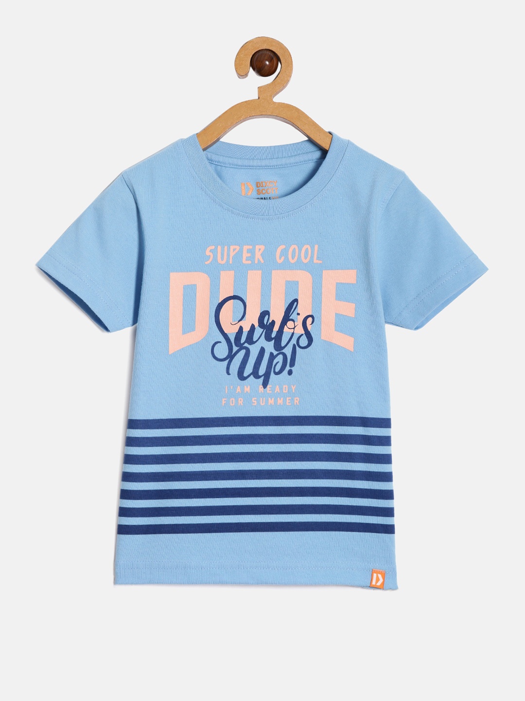 

DIXCY SCOTT Boys Typography Printed Round Neck Cotton T-shirt, Blue