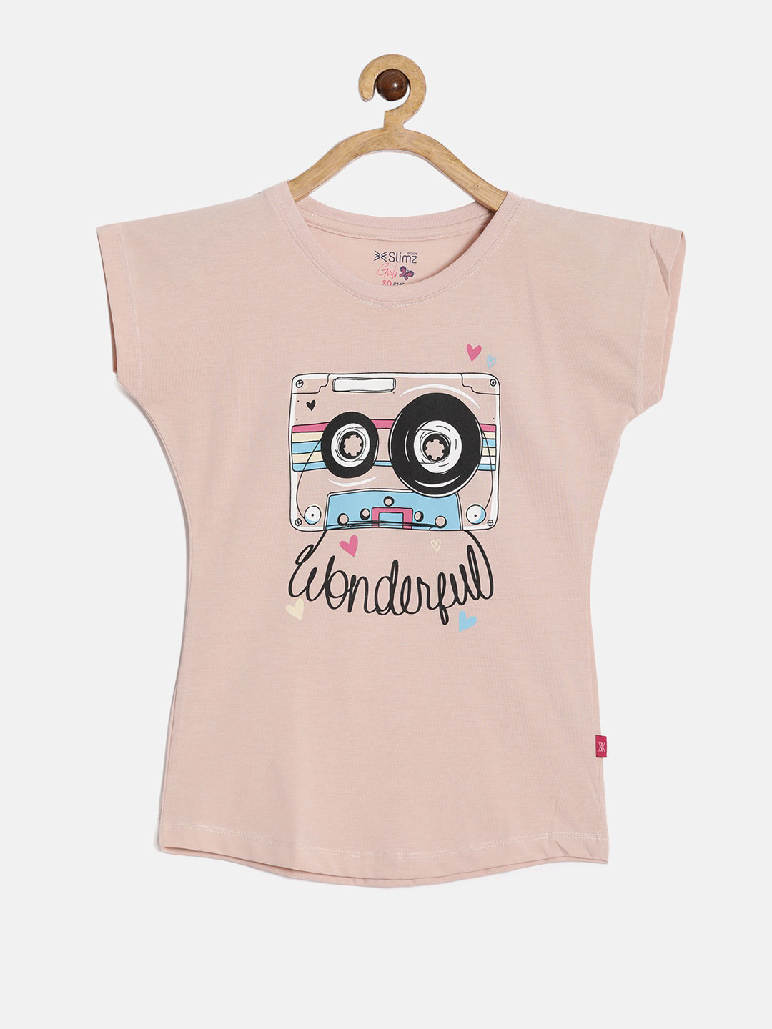 

DIXCY SCOTT Slimz Girls Graphic Printed Extended Sleeves Cotton Comfort Fit T-shirt, Pink